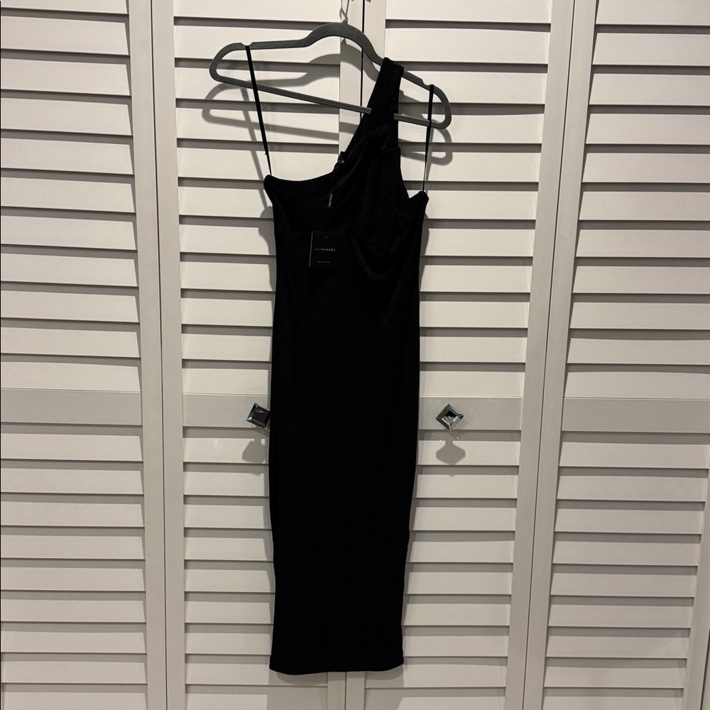JLUXLABEL Night is Young One-Shoulder Midi Cut out Dress in black
